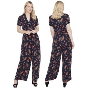 Joanie black floral wide leg jumpsuit size 18